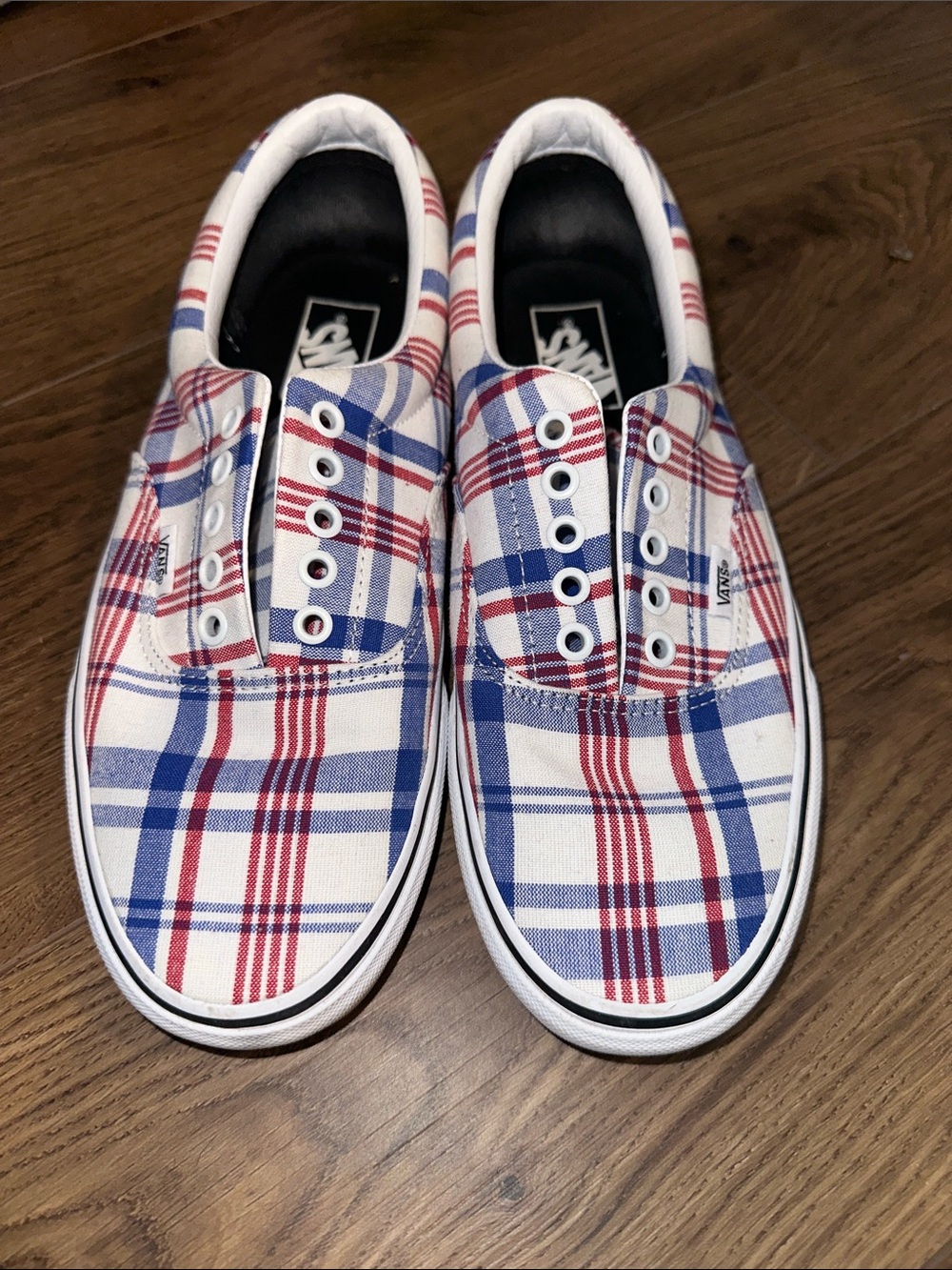 Vans Mens Plaid Sneakers - Red, Blue & White